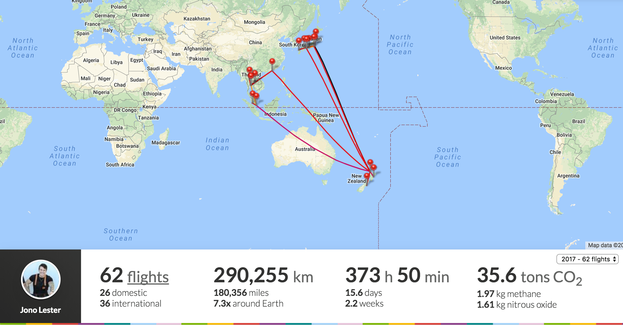 Travel Statistics for 2017 Air New Zealand