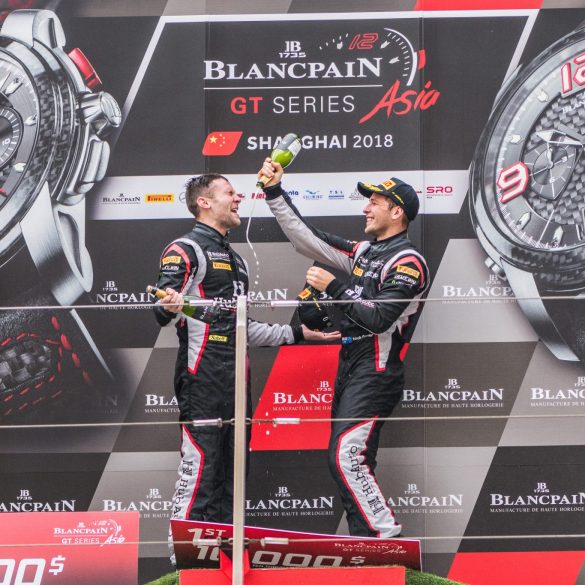 Jono Lester and Nick Foster on the Blancpain GT podium