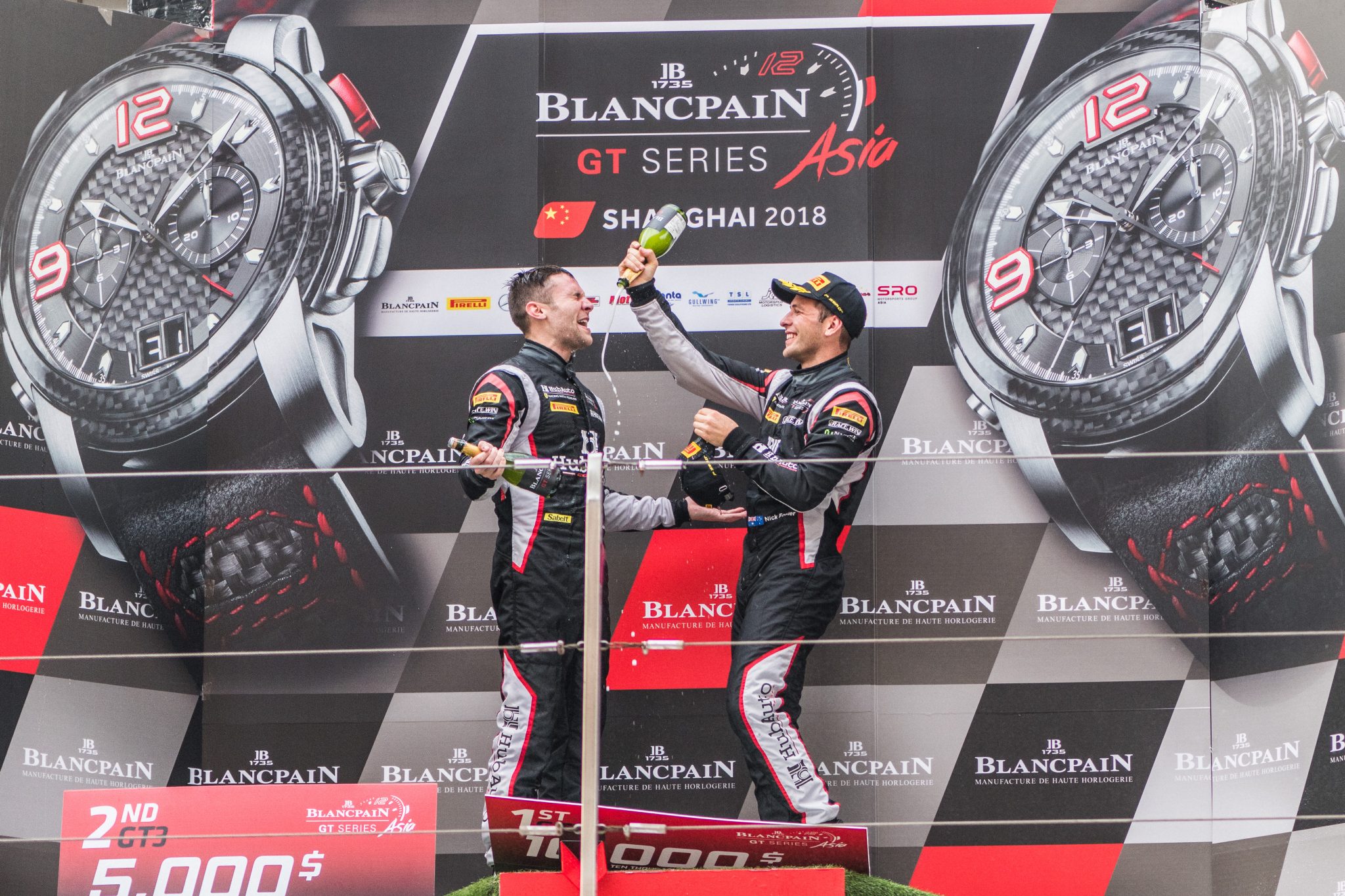 Jono Lester and Nick Foster on the Blancpain GT podium